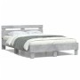 Estructura de cama cabecero y luces LED gris hormigón 120x190cm de , Camas y somieres - Ref: Foro24-3207577, Precio: 154,13 €...