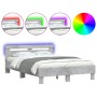 Estructura de cama cabecero y luces LED gris hormigón 120x190cm de , Camas y somieres - Ref: Foro24-3207577, Precio: 154,13 €...
