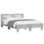 Estructura de cama cabecero y luces LED gris hormigón 120x190cm de , Camas y somieres - Ref: Foro24-3207577, Precio: 154,13 €...