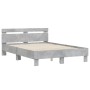 Estructura de cama cabecero y luces LED gris hormigón 120x190cm de , Camas y somieres - Ref: Foro24-3207577, Precio: 154,13 €...