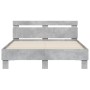 Estructura de cama cabecero y luces LED gris hormigón 120x190cm de , Camas y somieres - Ref: Foro24-3207577, Precio: 154,13 €...