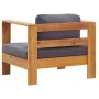 Silla de jardín con cojín madera maciza de acacia gris oscuro de vidaXL, Sofás modulares de exterior - Ref: Foro24-47275, Pre...