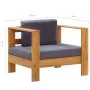 Silla de jardín con cojín madera maciza de acacia gris oscuro de vidaXL, Sofás modulares de exterior - Ref: Foro24-47275, Pre...