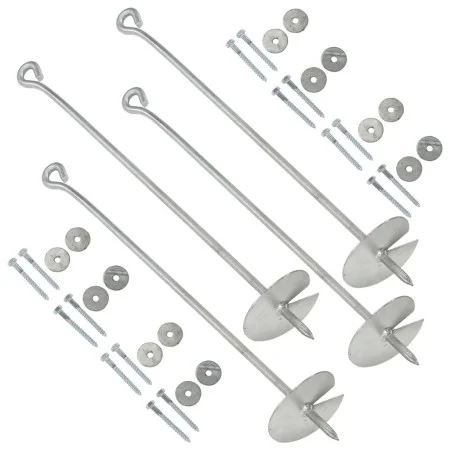 Ground anchors 4 pcs galvanized metal 10x60 cm by vidaXL, Spikes for anchoring in the ground - Ref: Foro24-145501, Price: 32,...