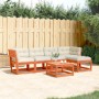 Set de sofás jardín 5 pzas con cojines madera pino marrón cera de , Conjuntos de jardín - Ref: Foro24-3217007, Precio: 559,43...