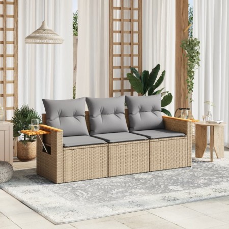 Juego de sofás de jardín con cojines beige 3 pzas ratán PE de , Conjuntos de jardín - Ref: Foro24-3259000, Precio: 233,87 €, ...