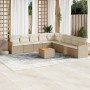 Juego de sofás jardín con cojines beige 10 pzas ratán sintético de , Conjuntos de jardín - Ref: Foro24-3258467, Precio: 638,1...