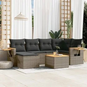 Set de sofás de jardín 7 piezas con cojines ratán PE gris de , Conjuntos de jardín - Ref: Foro24-3259428, Precio: 432,55 €, D...
