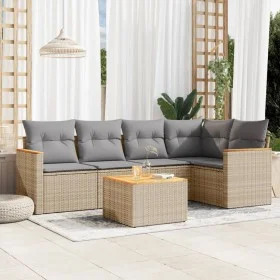Garden sofa set with 6-piece synthetic rattan beige cushions by , Garden sets - Ref: Foro24-3258356, Price: 393,92 €, Discoun...