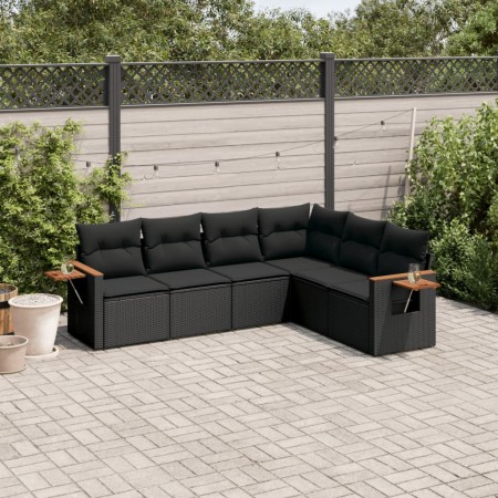 Set de sofás de jardín 6 piezas y cojines ratán sintético negro de , Conjuntos de jardín - Ref: Foro24-3259241, Precio: 452,2...