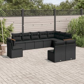 Set de sofás de jardín 10 pzas cojines ratán sintético negro de , Conjuntos de jardín - Ref: Foro24-3258471, Precio: 638,01 €...