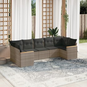 Set de sofás de jardín 7 piezas con cojines ratán PE gris de , Conjuntos de jardín - Ref: Foro24-3258672, Precio: 433,02 €, D...