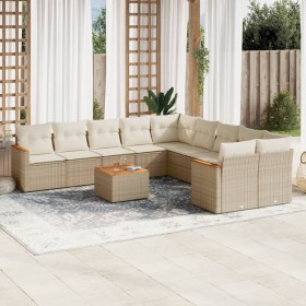 Set de sofás de jardín 11pzas con cojines ratán sintético beige de , Conjuntos de jardín - Ref: Foro24-3258761, Precio: 674,3...