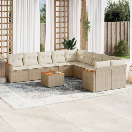 Set de sofás de jardín 11pzas con cojines ratán sintético beige de , Conjuntos de jardín - Ref: Foro24-3258761, Precio: 674,3...