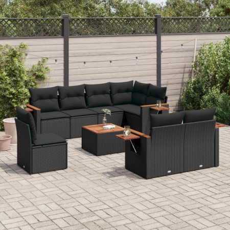 Set de sofás de jardín 8 piezas y cojines ratán sintético negro de , Conjuntos de jardín - Ref: Foro24-3259409, Precio: 684,7...