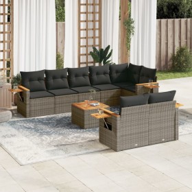 Set de muebles de jardín 9 pzas y cojines ratán sintético gris de , Conjuntos de jardín - Ref: Foro24-3259400, Precio: 630,10...