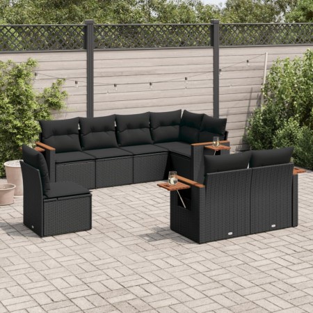 Set de sofás de jardín 8 piezas y cojines ratán sintético negro de , Conjuntos de jardín - Ref: Foro24-3259402, Precio: 637,4...