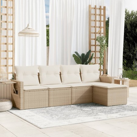 Juego de sofás jardín con cojines 5 pzas ratán sintético beige de , Conjuntos de jardín - Ref: Foro24-3252425, Precio: 394,71...