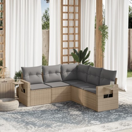 Juego de sofás jardín con cojines 5 pzas ratán sintético beige de , Conjuntos de jardín - Ref: Foro24-3252486, Precio: 380,12...
