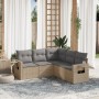 Juego de sofás jardín con cojines 5 pzas ratán sintético beige de , Conjuntos de jardín - Ref: Foro24-3252486, Precio: 380,12...