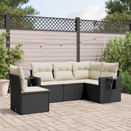 Set de muebles de jardín 5 pzas y cojines ratán sintético negro de , Conjuntos de jardín - Ref: Foro24-3252503, Precio: 336,4...