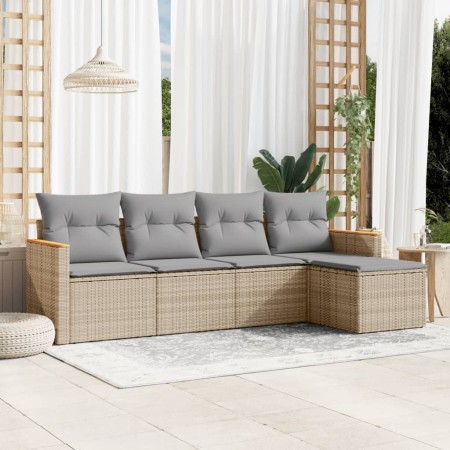 Juego de sofás jardín con cojines 5 pzas ratán sintético beige de , Conjuntos de jardín - Ref: Foro24-3258321, Precio: 326,48...