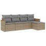 Juego de sofás jardín con cojines 5 pzas ratán sintético beige de , Conjuntos de jardín - Ref: Foro24-3258321, Precio: 326,48...