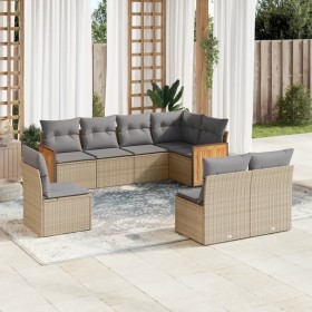 Juego de sofás de jardín con cojines beige 8 pzas ratán PE de , Conjuntos de jardín - Ref: Foro24-3260127, Precio: 506,49 €, ...