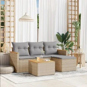 Juego de sofás jardín con cojines 5 pzas ratán sintético beige de , Conjuntos de jardín - Ref: Foro24-3258314, Precio: 307,58...