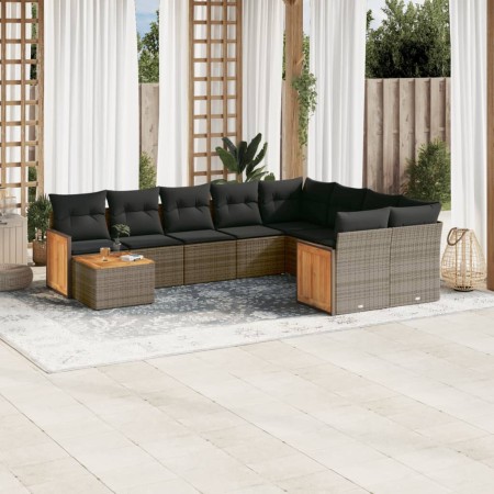 Set de sofás de jardín 10 pzas con cojines ratán sintético gris de , Conjuntos de jardín - Ref: Foro24-3260401, Precio: 608,4...
