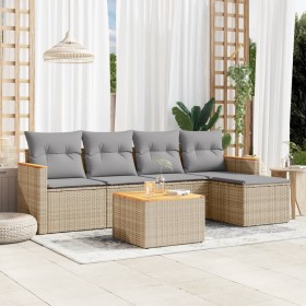 Juego de sofás jardín con cojines 6 pzas ratán sintético beige de , Conjuntos de jardín - Ref: Foro24-3258328, Precio: 370,22...