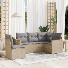 Juego de sofás jardín con cojines 5 pzas ratán sintético beige de , Conjuntos de jardín - Ref: Foro24-3258377, Precio: 348,59...