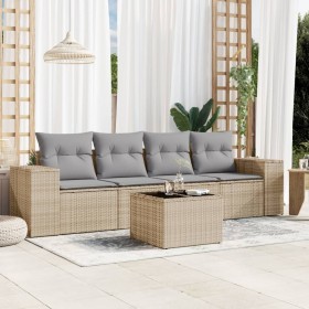 Juego de sofás jardín con cojines 5 pzas ratán sintético beige de , Conjuntos de jardín - Ref: Foro24-3254626, Precio: 349,33...