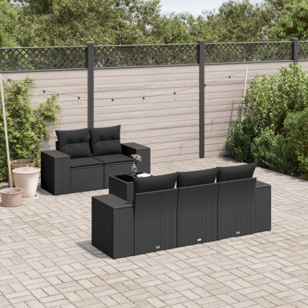 Set de sofás de jardín 6 piezas y cojines ratán sintético negro de , Conjuntos de jardín - Ref: Foro24-3254632, Precio: 465,1...