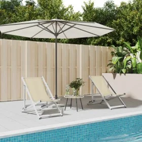 Sillas de playa plegables 2 unidades aluminio y textilene crema de , Sillas de jardín - Ref: Foro24-360169, Precio: 103,62 €,...