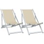 Sillas de playa plegables 2 unidades aluminio y textilene crema de , Sillas de jardín - Ref: Foro24-360169, Precio: 99,47 €, ...