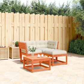 Set de sofás jardín 3 pzas con cojines madera pino marrón cera de , Conjuntos de jardín - Ref: Foro24-3216992, Precio: 344,52...