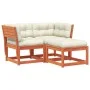Set de sofás jardín 3 pzas con cojines madera pino marrón cera de , Conjuntos de jardín - Ref: Foro24-3216992, Precio: 340,28...