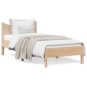 Solid pine wood bed frame 90x200 cm by , Beds and slatted bases - Ref: Foro24-844737, Price: 104,11 €, Discount: %
