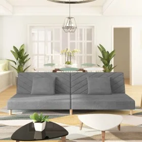 Sofá cama de 2 plazas con dos almohadas tela gris claro de , Sofás - Ref: Foro24-375887, Precio: 248,79 €, Descuento: %