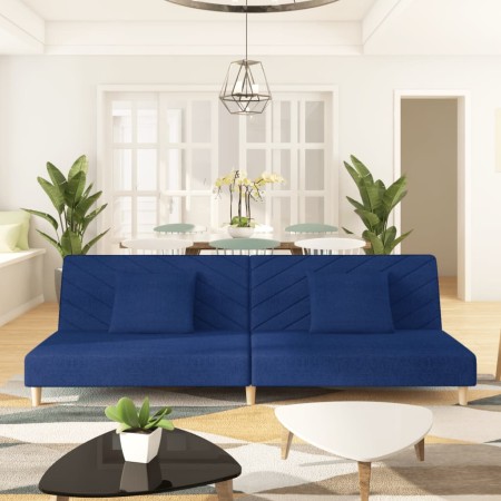 Sofá cama de 2 plazas con dos almohadas tela azul de , Sofás - Ref: Foro24-375893, Precio: 251,34 €, Descuento: %
