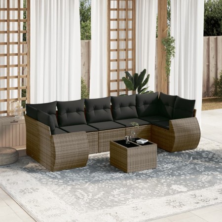 Set de sofás de jardín 8 pzas y cojines ratán sintético gris de , Conjuntos de jardín - Ref: Foro24-3253477, Precio: 508,91 €...