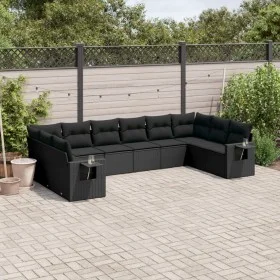 Set de sofás de jardín 10 pzas cojines ratán sintético negro de , Conjuntos de jardín - Ref: Foro24-3253002, Precio: 648,74 €...
