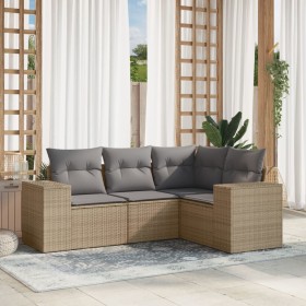 Juego de sofás jardín con cojines 4 pzas ratán sintético beige de , Conjuntos de jardín - Ref: Foro24-3254846, Precio: 321,80...