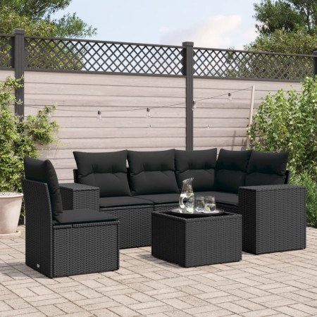 Set de sofás de jardín 6 piezas y cojines ratán sintético negro de , Conjuntos de jardín - Ref: Foro24-3222574, Precio: 420,3...