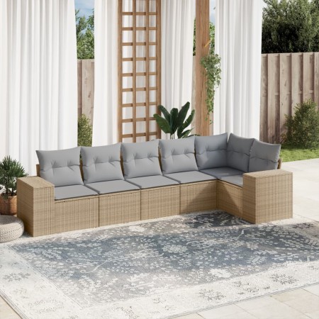 Juego de sofás jardín con cojines 6 pzas ratán sintético beige de , Conjuntos de jardín - Ref: Foro24-3222588, Precio: 403,34...