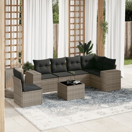 Set de sofás de jardín 7 piezas con cojines ratán PE gris de , Conjuntos de jardín - Ref: Foro24-3222639, Precio: 435,55 €, D...