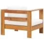 Silla de jardín con cojín madera maciza de acacia color crema de vidaXL, Sofás modulares de exterior - Ref: Foro24-47272, Pre...