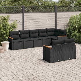 Set de sofás de jardín 8 piezas y cojines ratán sintético negro de , Conjuntos de jardín - Ref: Foro24-3258548, Precio: 584,4...