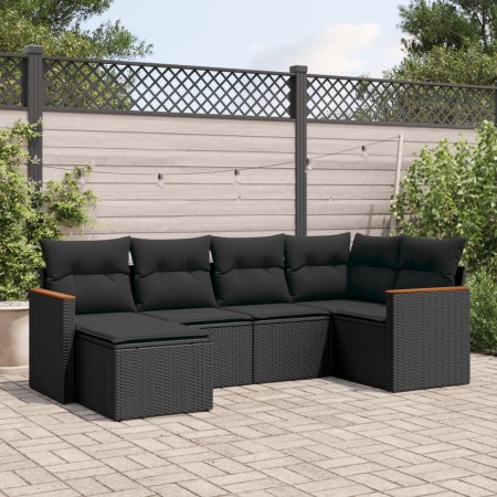 Set de sofás de jardín 6 piezas y cojines ratán sintético negro de , Conjuntos de jardín - Ref: Foro24-3258576, Precio: 424,0...